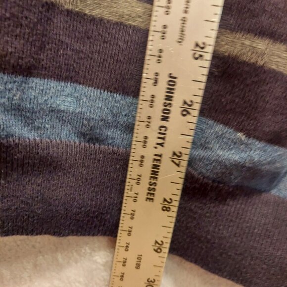 Claiborne Sweater Mens Large Blue Striped V-Neck Pullover career retro hipster - Picture 4 of 13